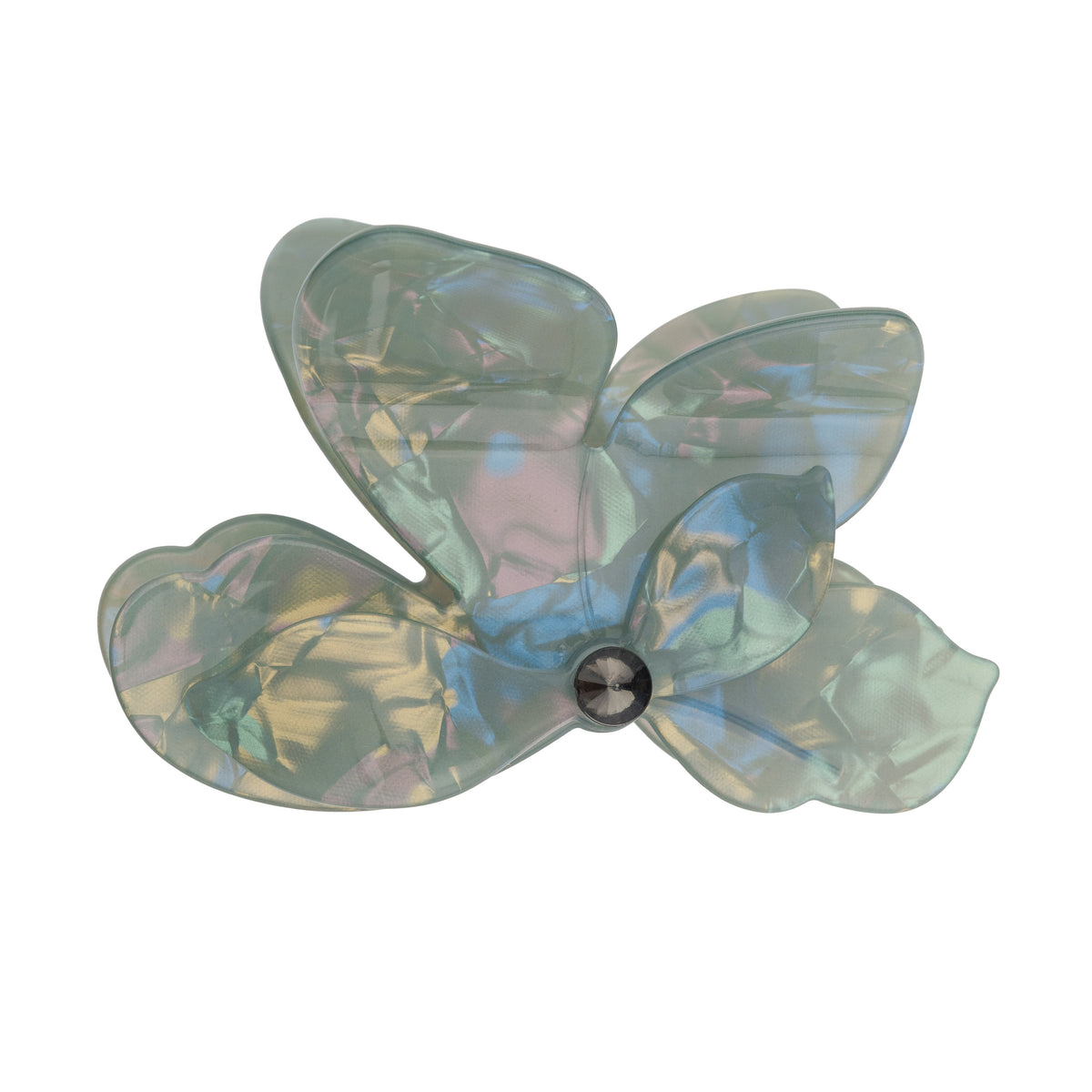 ORCHID FLOWER HAIR CLAW MILIEU GREEN W/ARMY