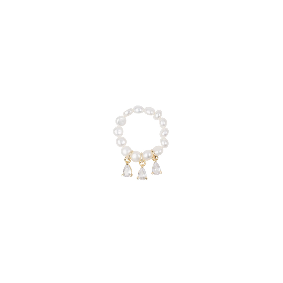 PEARL RING W/CRYSTALS