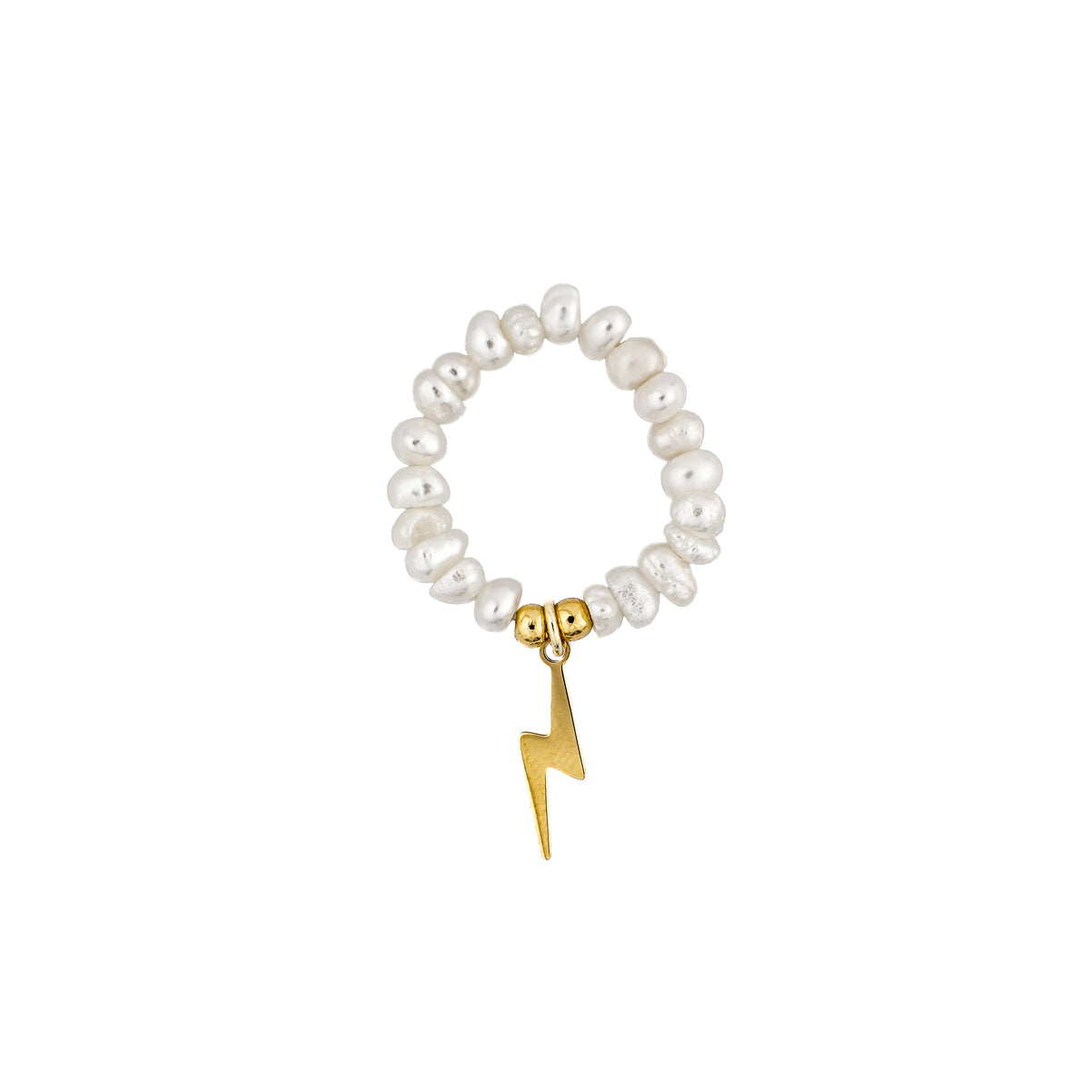 PEARL RING W/LIGHTNING CHARM