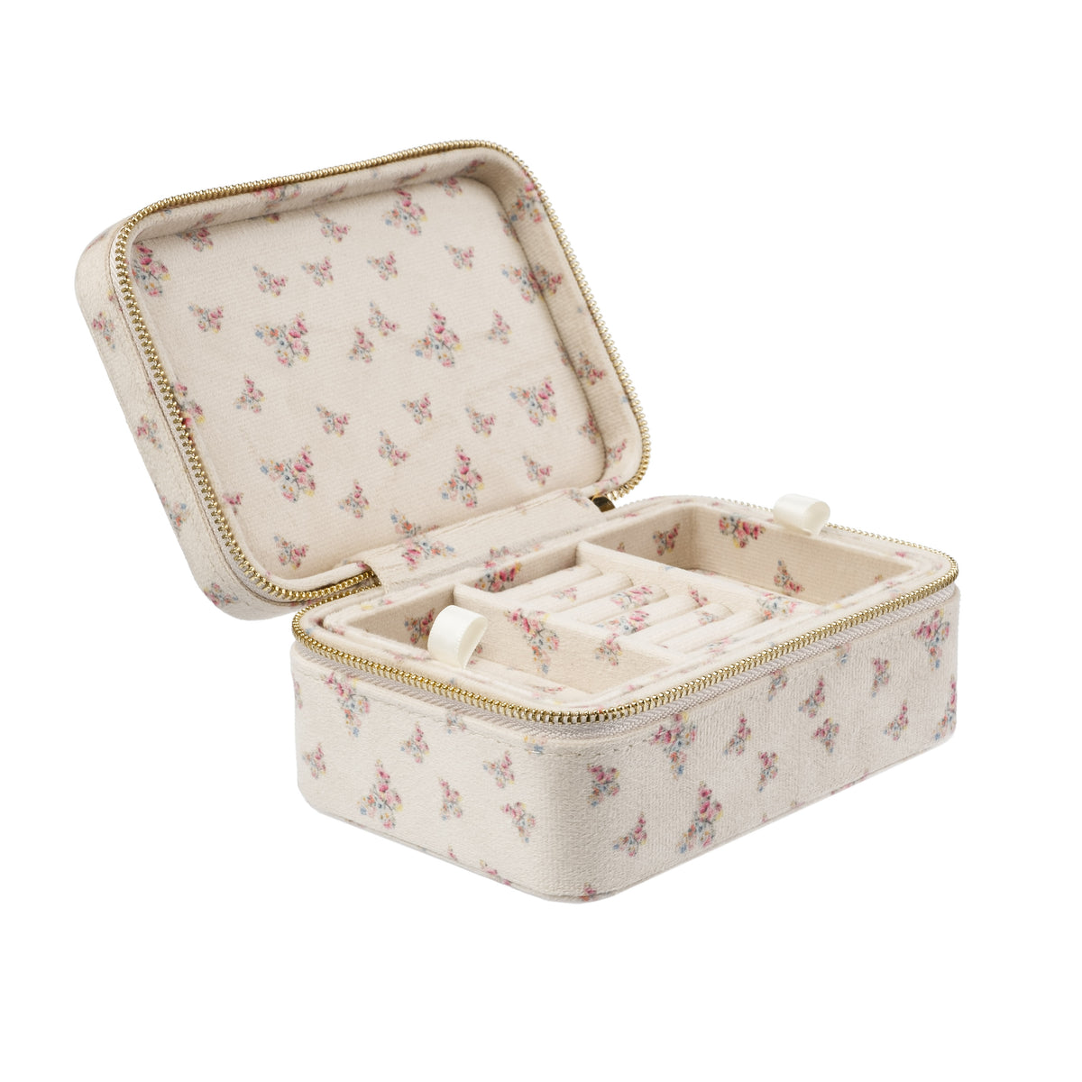 VELVET JEWELLERY BOX SAND BUTTERFLY PATTERN