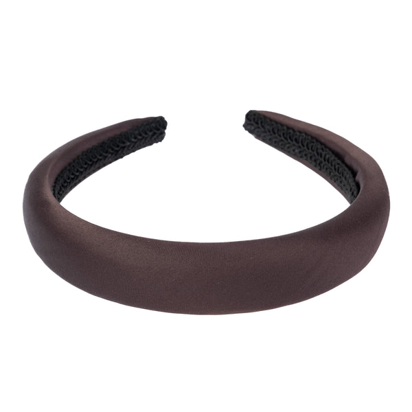 SATIN HAIR BAND BROAD CHOCOLATE BROWN – DARK department