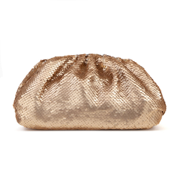 SEQUIN POUCH BAG CHAMPAGNE