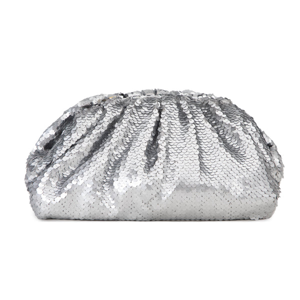 SEQUIN POUCH BAG SILVER