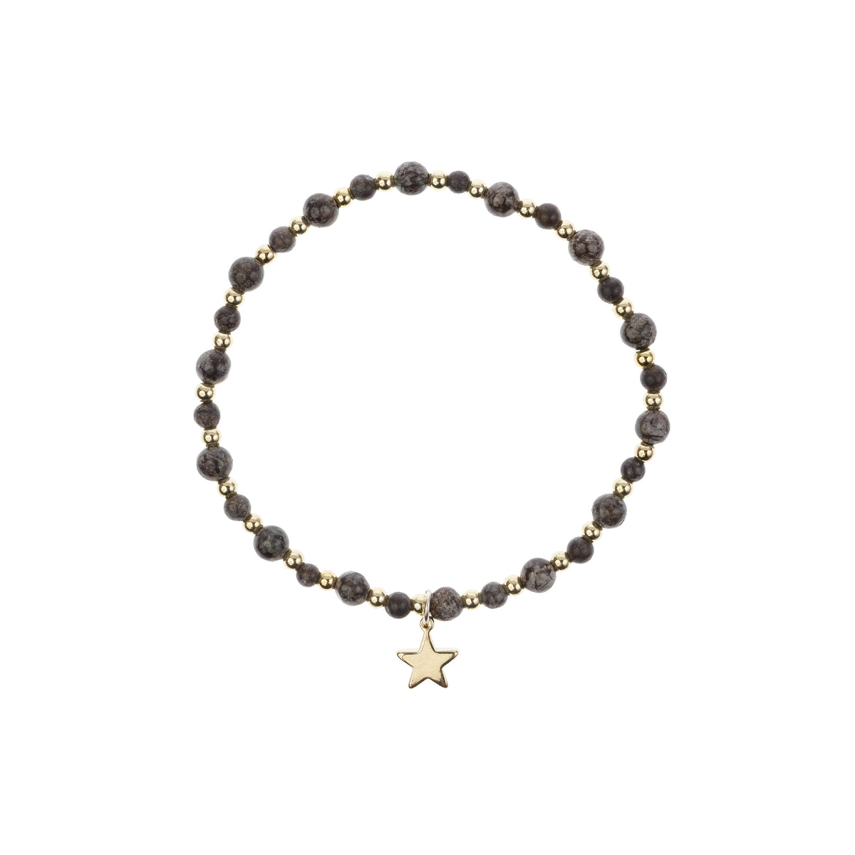 STONE BEAD BRACELET W/GOLD BEADS CHOCOLATE BROWN