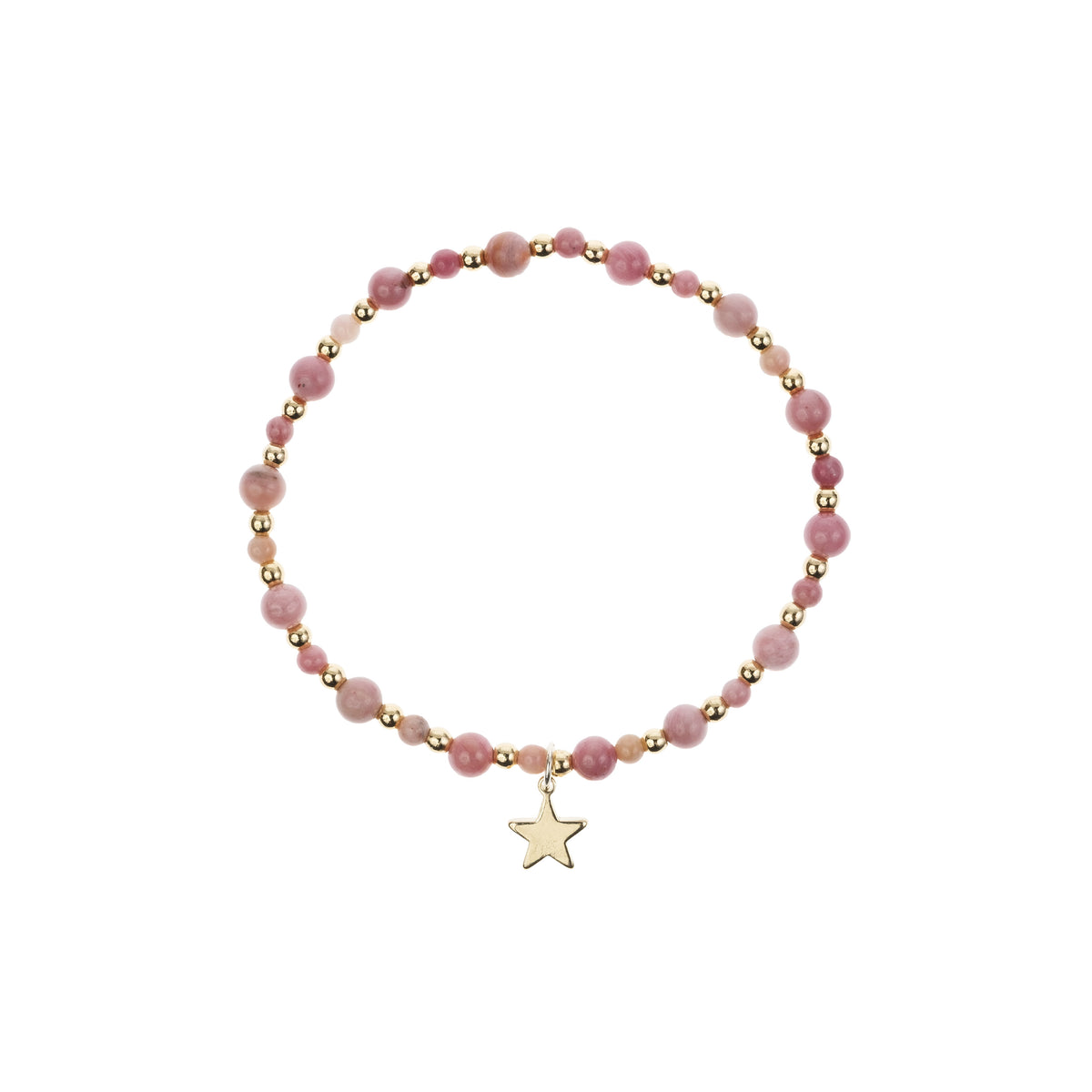 STONE BEAD BRACELET W/GOLD BEADS DUSTY ROSE