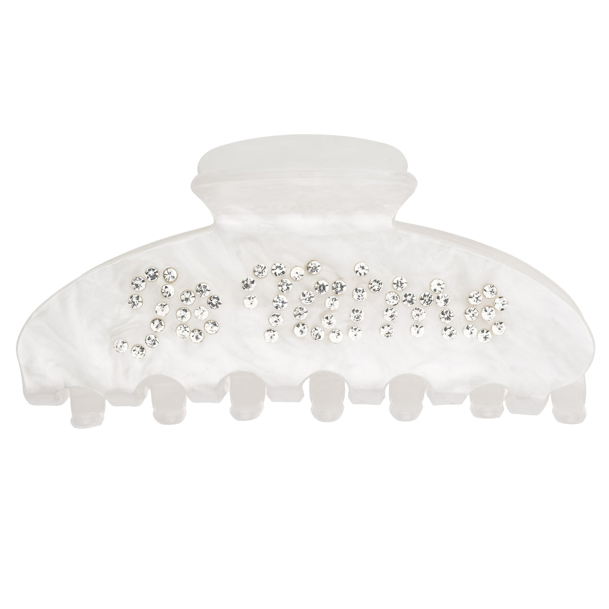 TEXT HAIR CLAW "JE T´AIME" BRIGHT WHITE W/CRYSTAL