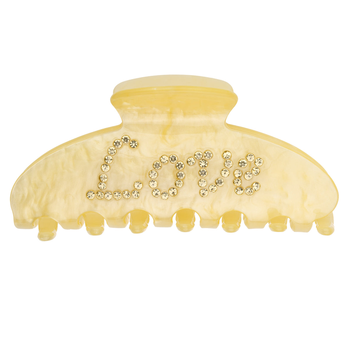TEXT HAIR CLAW "LOVE" PALE YELLOW W/PALE YELLOW