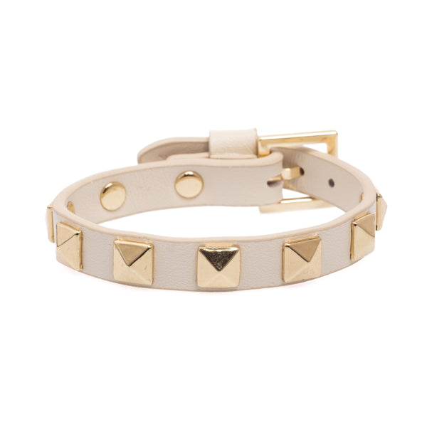 LEATHER STUD BRACELET VANILLA