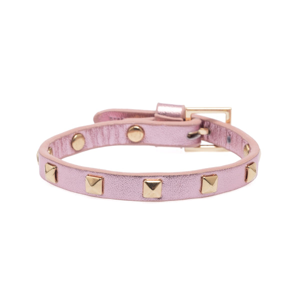 Leather Stud Bracelet - Light Taupe