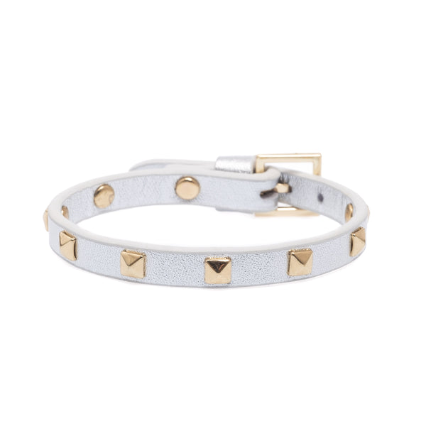 Leather Stud Bracelet - Light Taupe main image 1