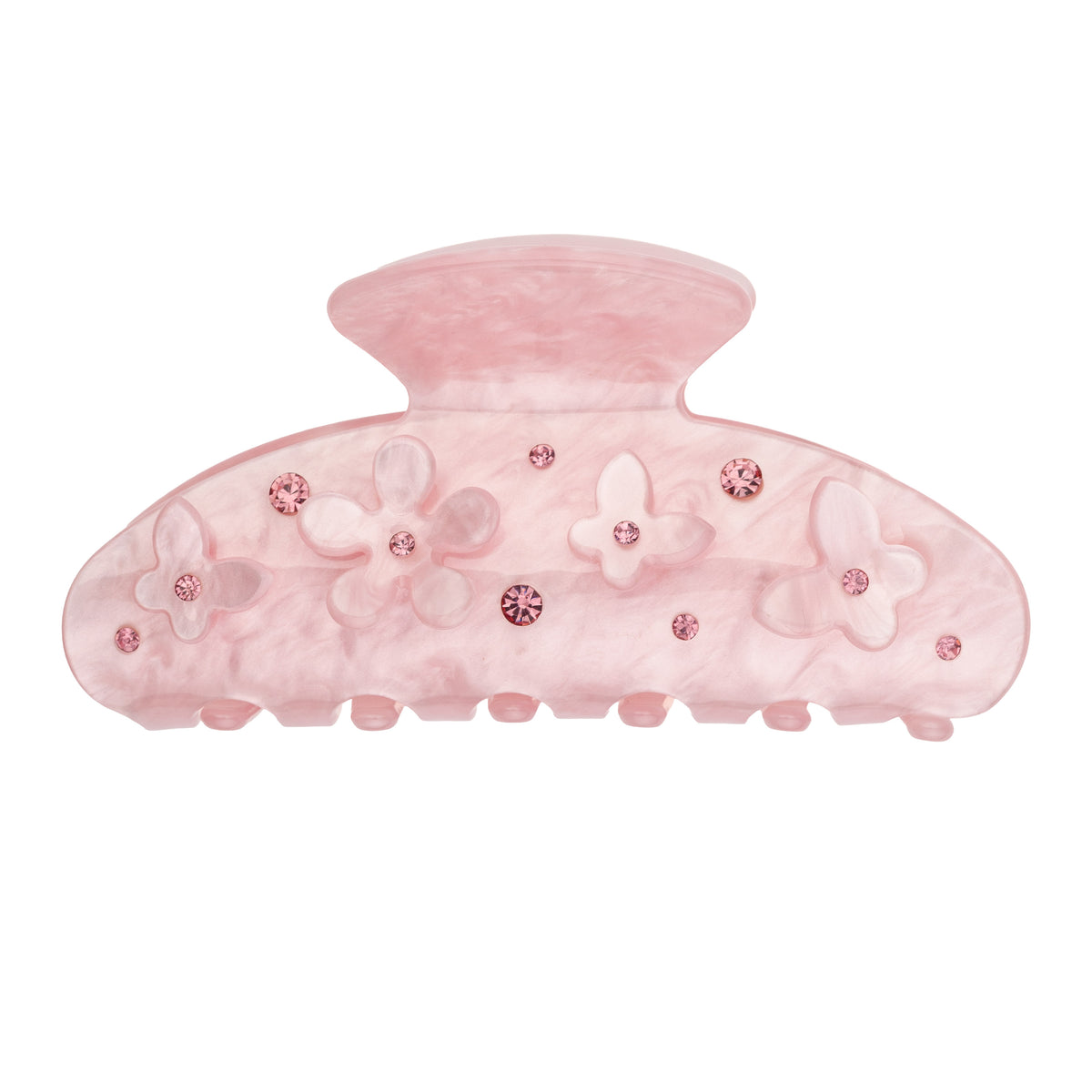 FLOWER & BUTTERFLY HAIR CLAW PALE ROSE W/PALE ROSE