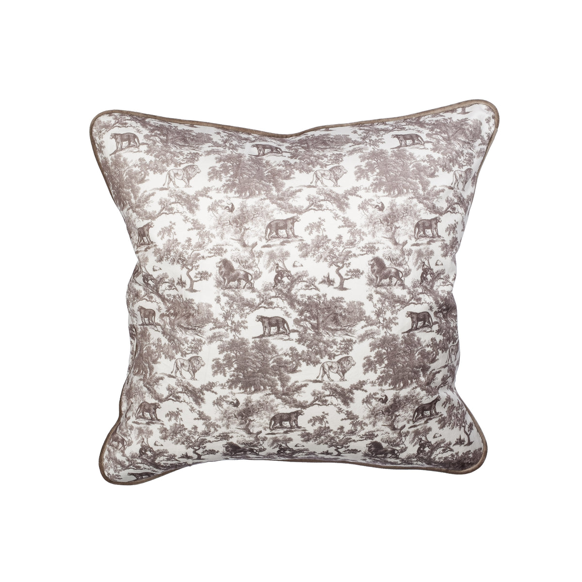 VELVET CUSHION COVER WARM TAUPE SAVANNAH PATTERN