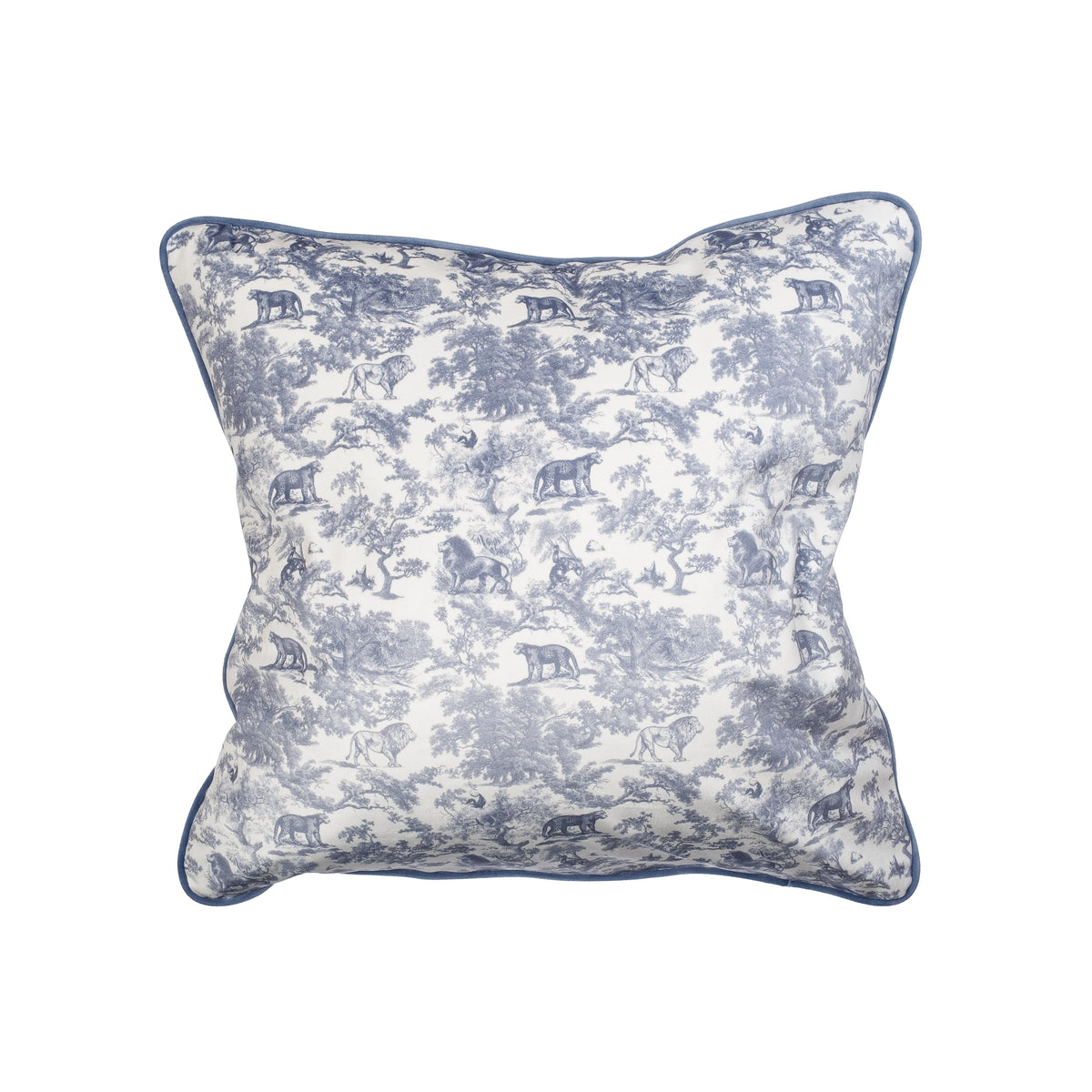 VELVET CUSHION COVER COUNTRY BLUE SAVANNAH PATTERN