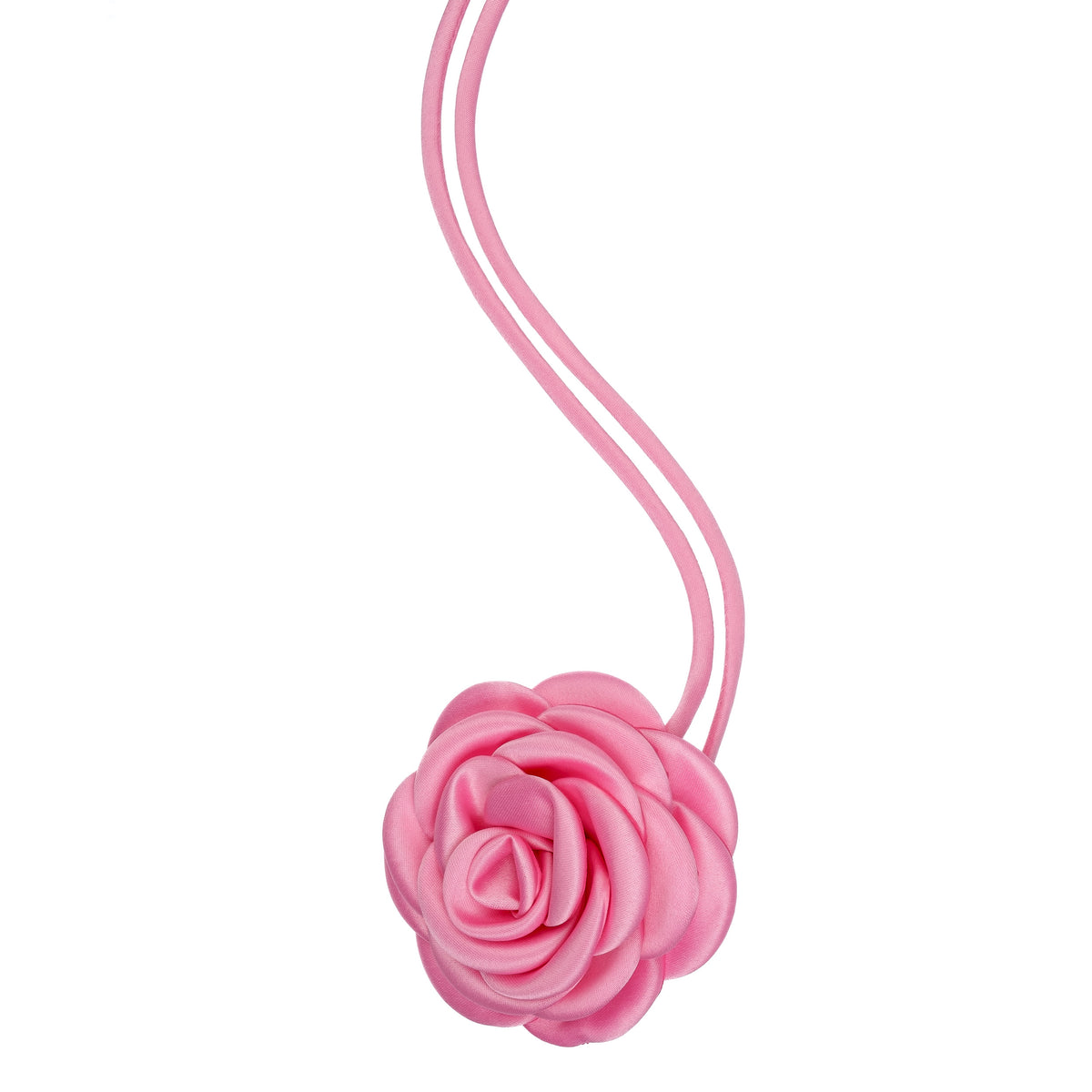 SATIN ROSE BROOCH BUBBLEGUM PINK