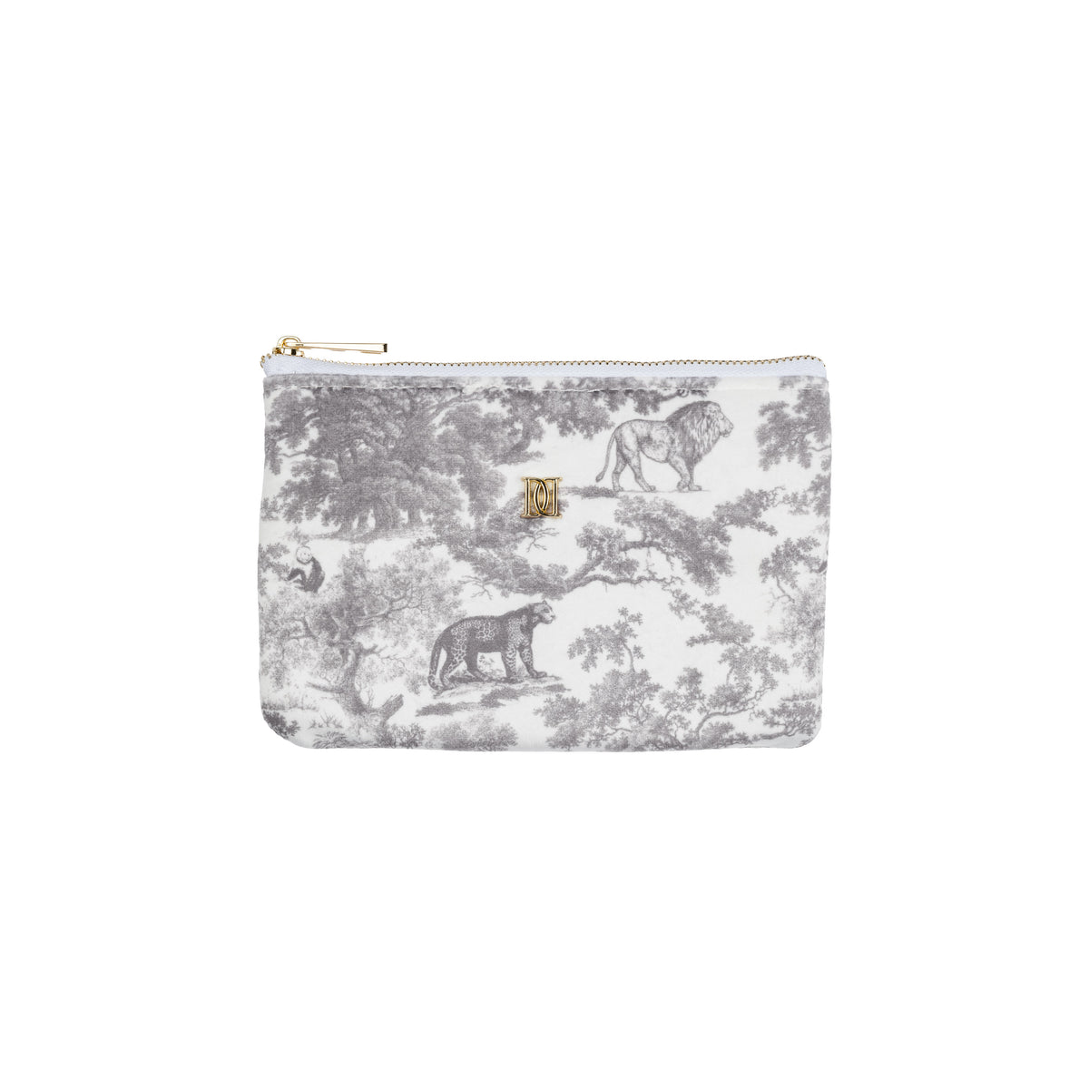 VELVET MIDI POUCH GREY SAVANNAH PATTERN