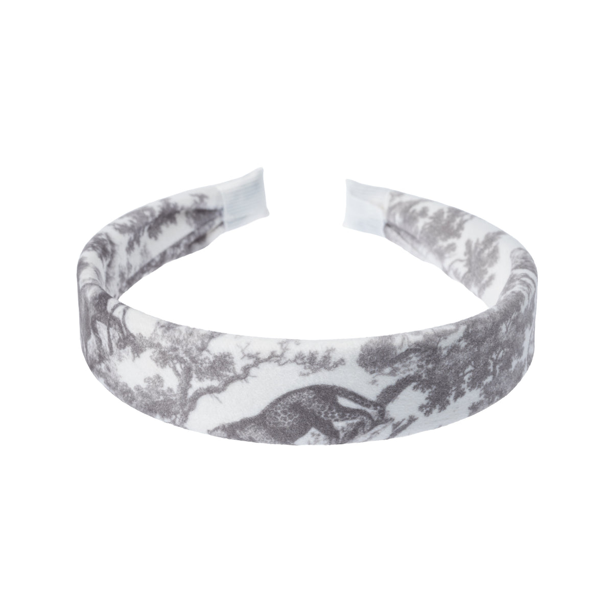 VELVET HAIR BAND GREY SAVANNAH PATTERN