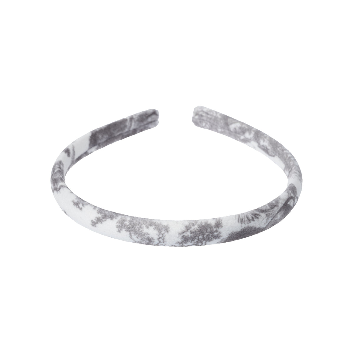 VELVET HAIR BAND THIN GREY SAVANNAH PATTERN