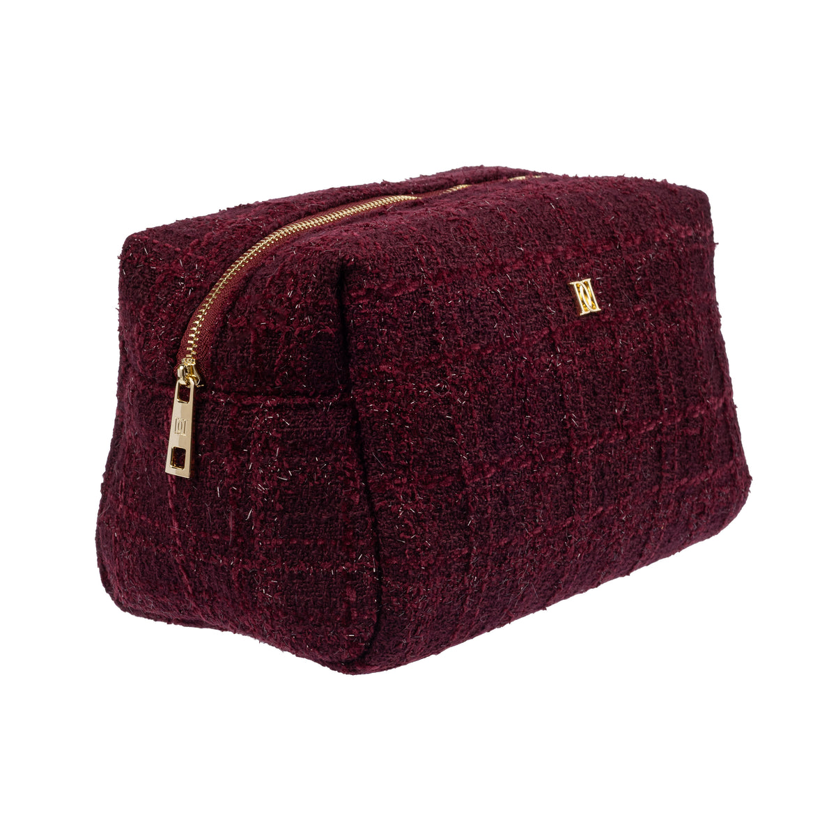 TWEED MAKE-UP POUCH LARGE BORDEAUX