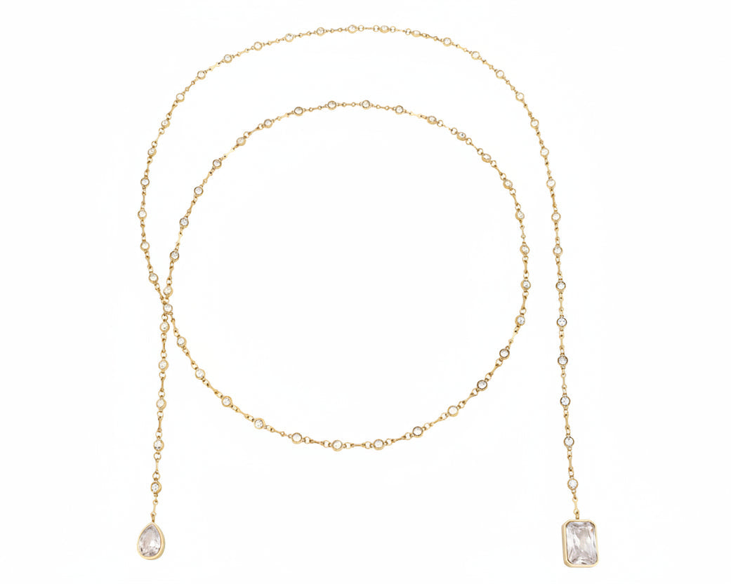 OPEN CRYSTAL CHAIN W/PENDANT