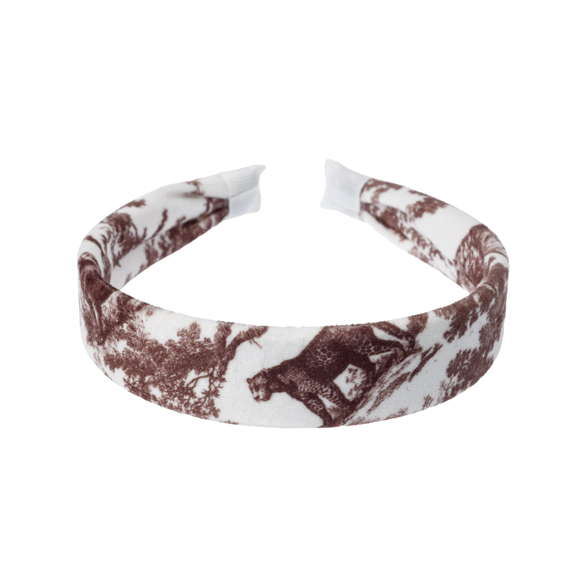VELVET HAIR BAND CHOCOLATE BROWN SAVANNAH PATTERN