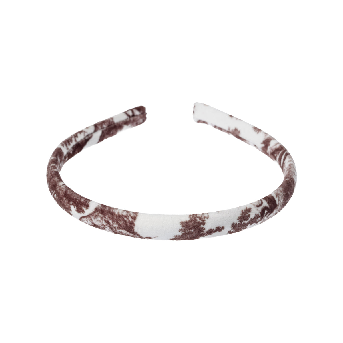 VELVET HAIR BAND THIN CHOCOLATE BROWN SAVANNAH PATTERN