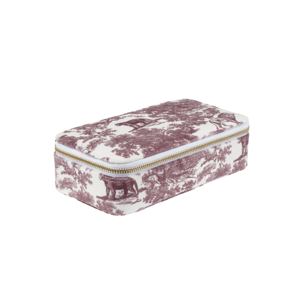 VELVET JEWELLERY BOX BORDEAUX SAVANNAH PATTERN