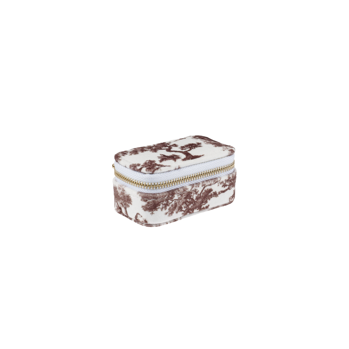 VELVET JEWELLERY BOX MICRO CHOCOLATE BROWN SAVANNAH PATTERN