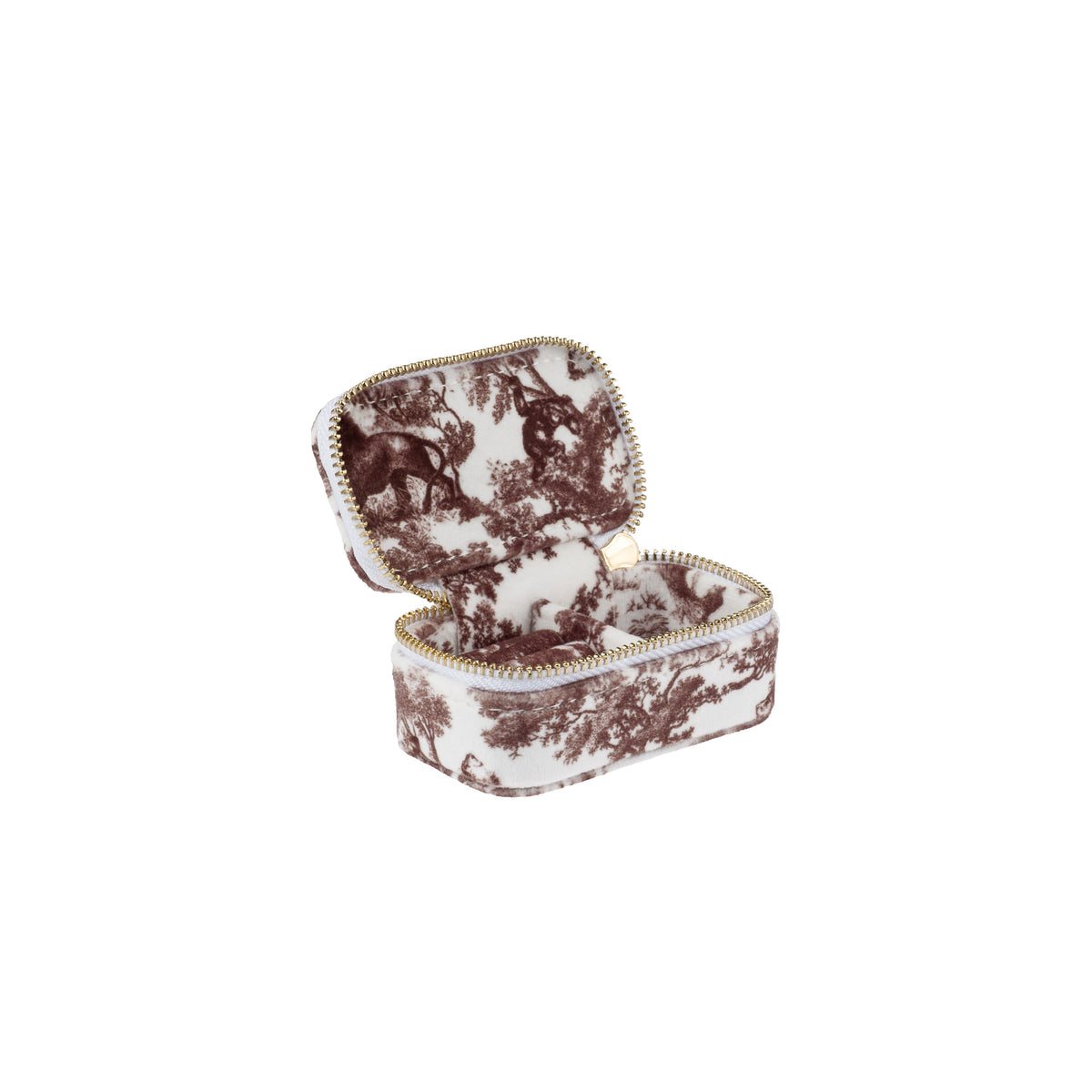 VELVET JEWELLERY BOX MICRO CHOCOLATE BROWN SAVANNAH PATTERN