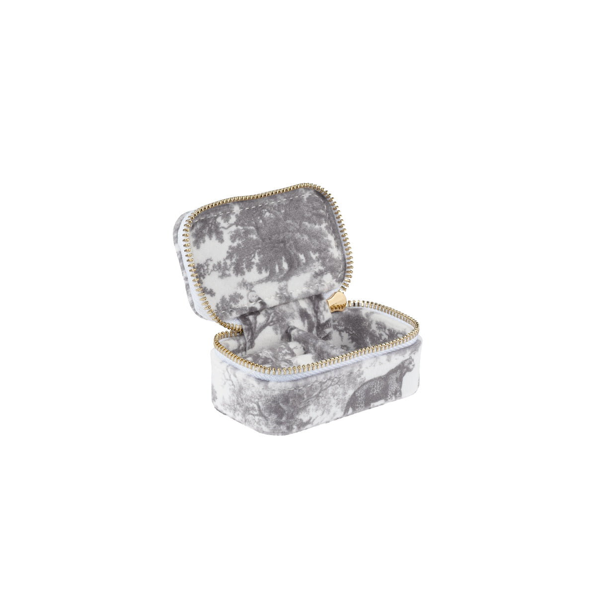 VELVET JEWELLERY BOX MICRO GREY SAVANNAH PATTERN
