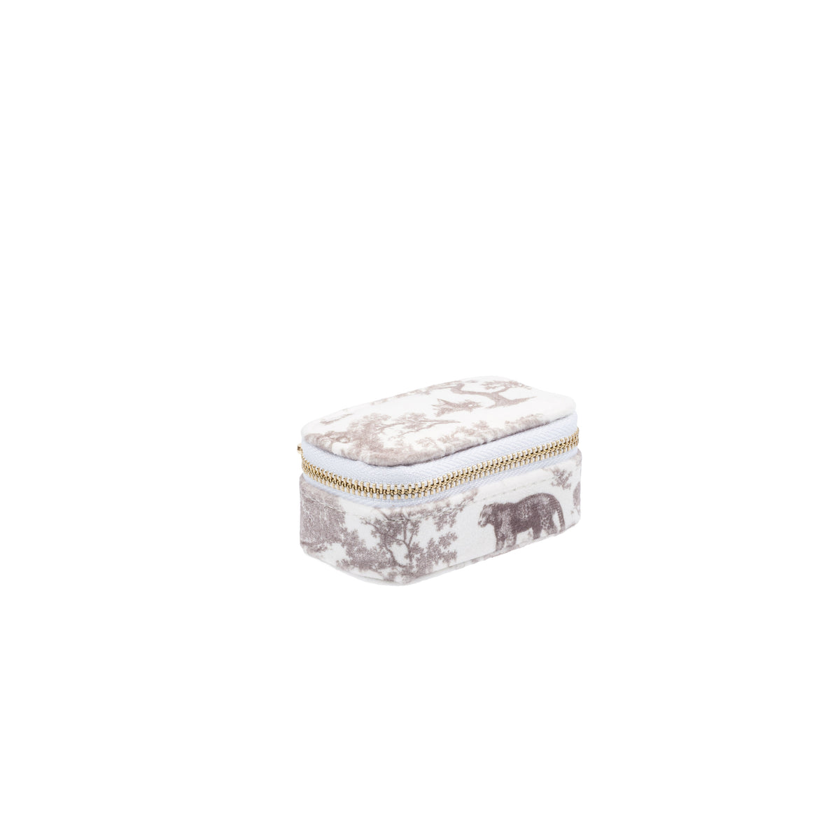 VELVET JEWELLERY BOX MICRO WARM TAUPE SAVANNAH PATTERN