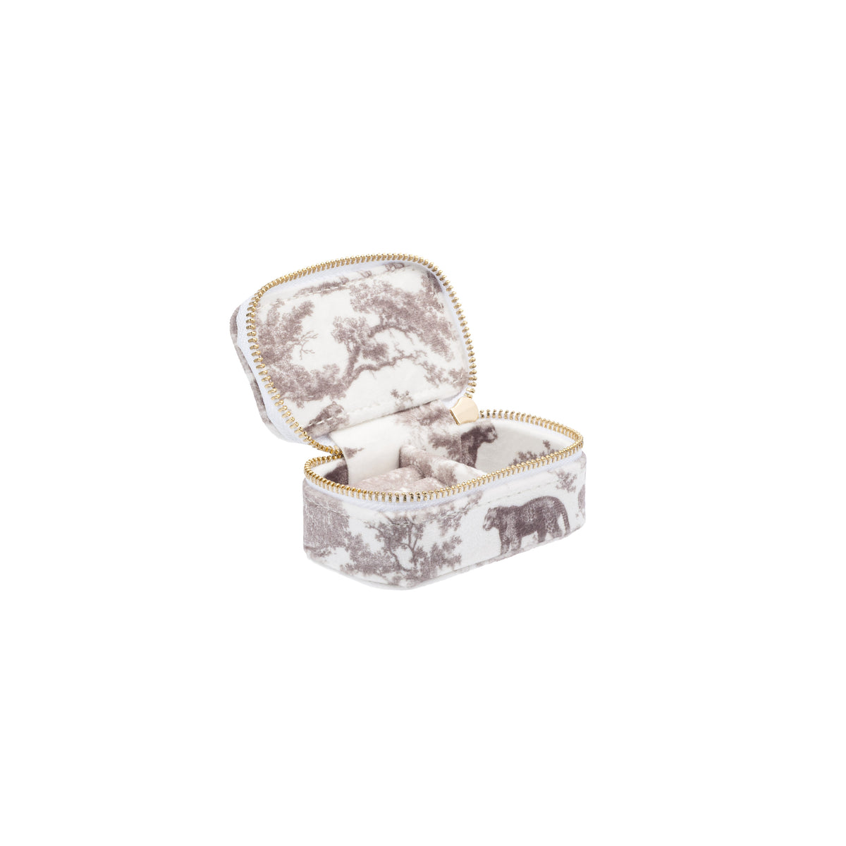 VELVET JEWELLERY BOX MICRO WARM TAUPE SAVANNAH PATTERN