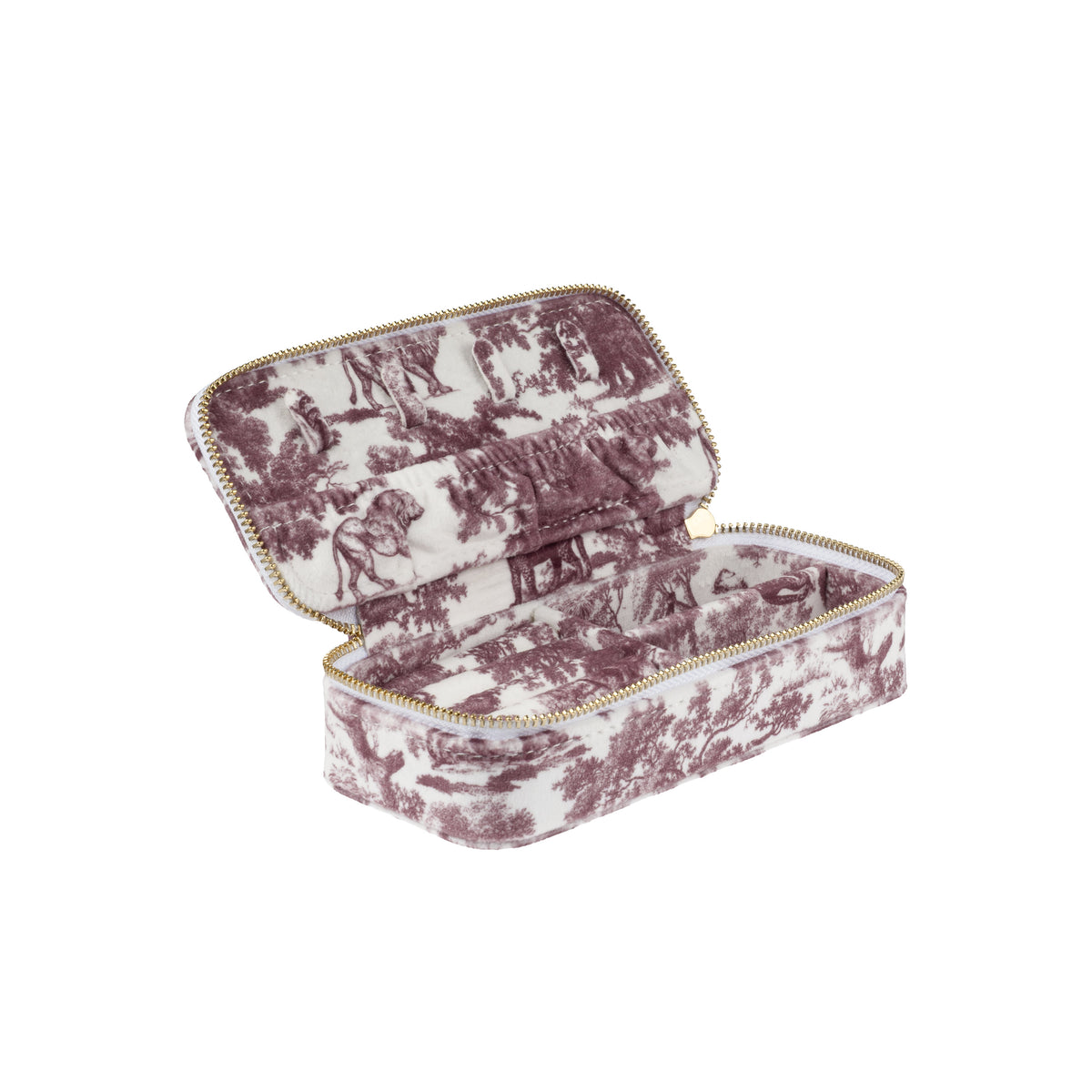 VELVET JEWELLERY BOX MINI BORDEAUX SAVANNAH PATTERN