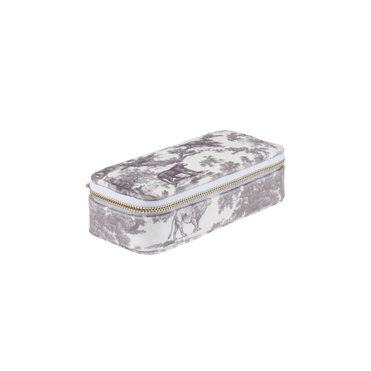 VELVET JEWELLERY BOX MINI GREY SAVANNAH PATTERN
