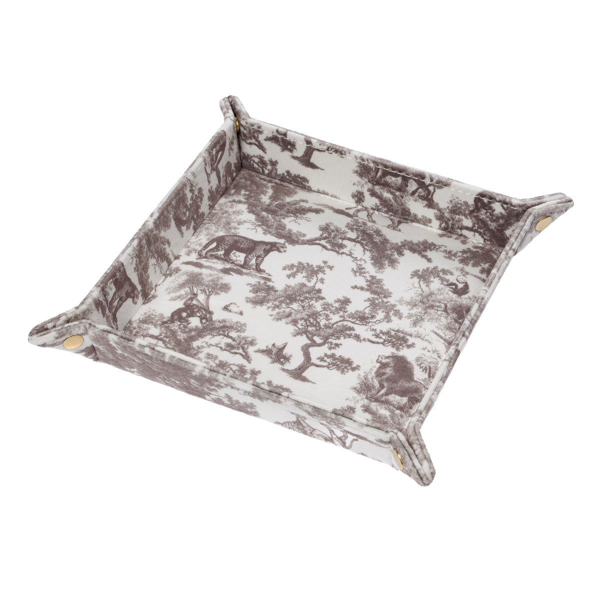 VELVET JEWELLERY TRAY MEDIUM WARM TAUPE SAVANNAH PATTERN
