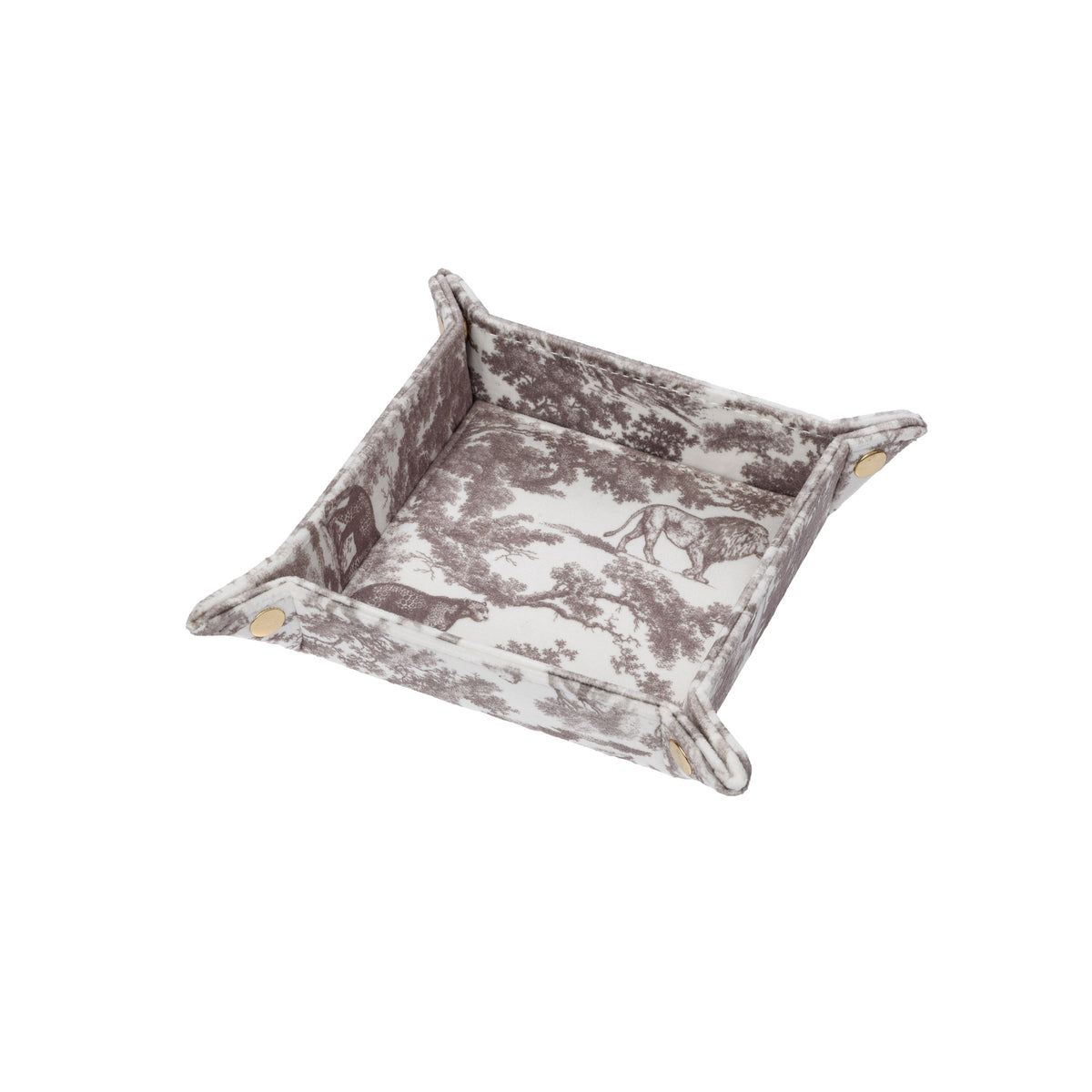 VELVET JEWELLERY TRAY SMALL WARM TAUPE SAVANNAH PATTERN