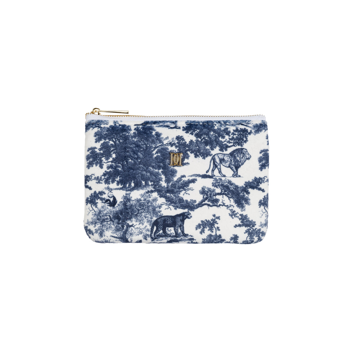 VELVET MIDI POUCH NAVY BLUE SAVANNAH PATTERN