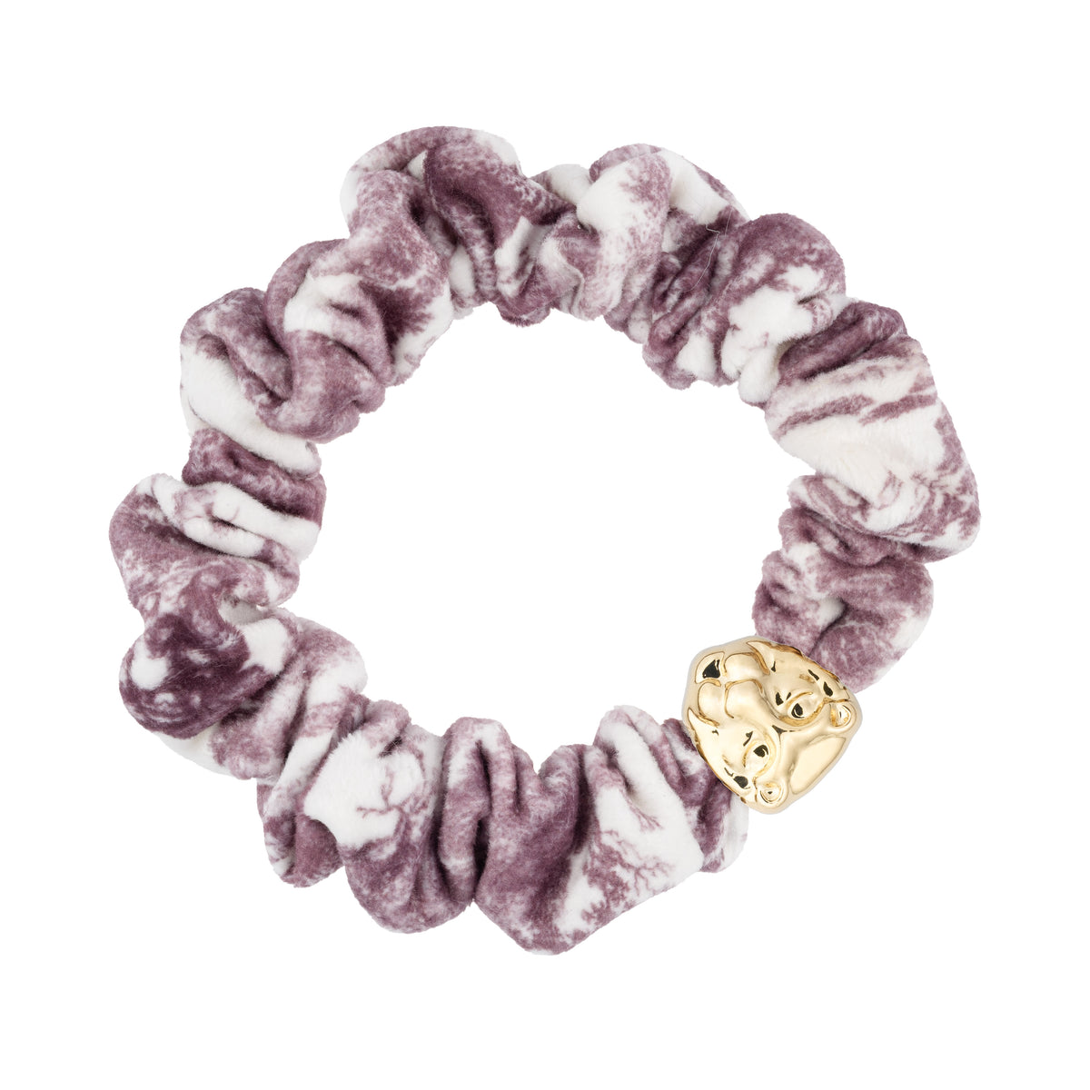 VELVET MINI SCRUNCHIE BORDEAUX SAVANNAH PATTERN