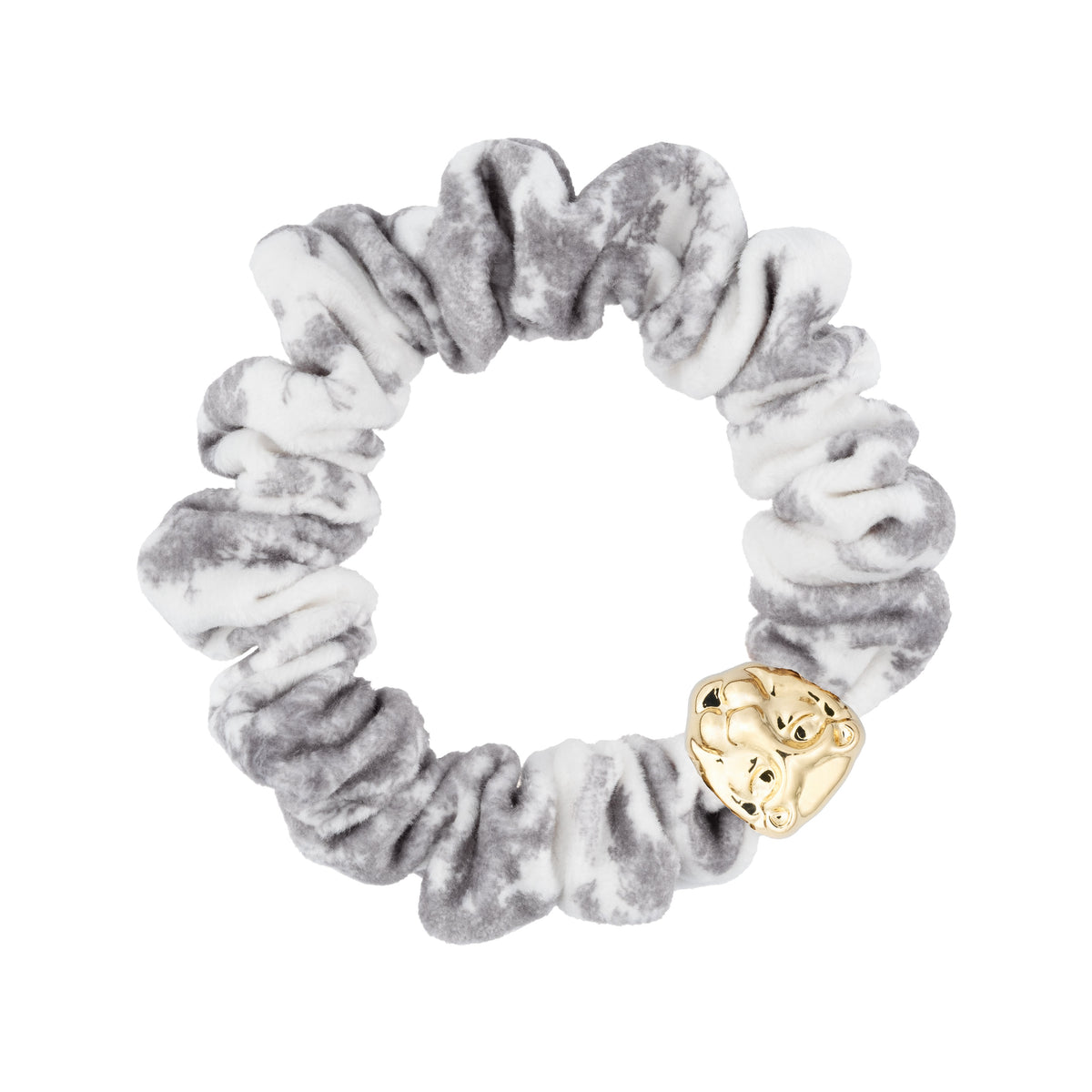 VELVET MINI SCRUNCHIE GREY SAVANNAH PATTERN