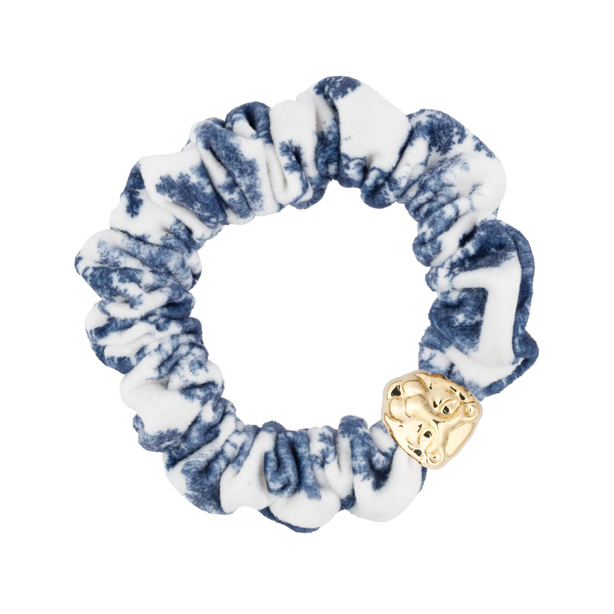 VELVET MINI SCRUNCHIE NAVY BLUE SAVANNAH PATTERN