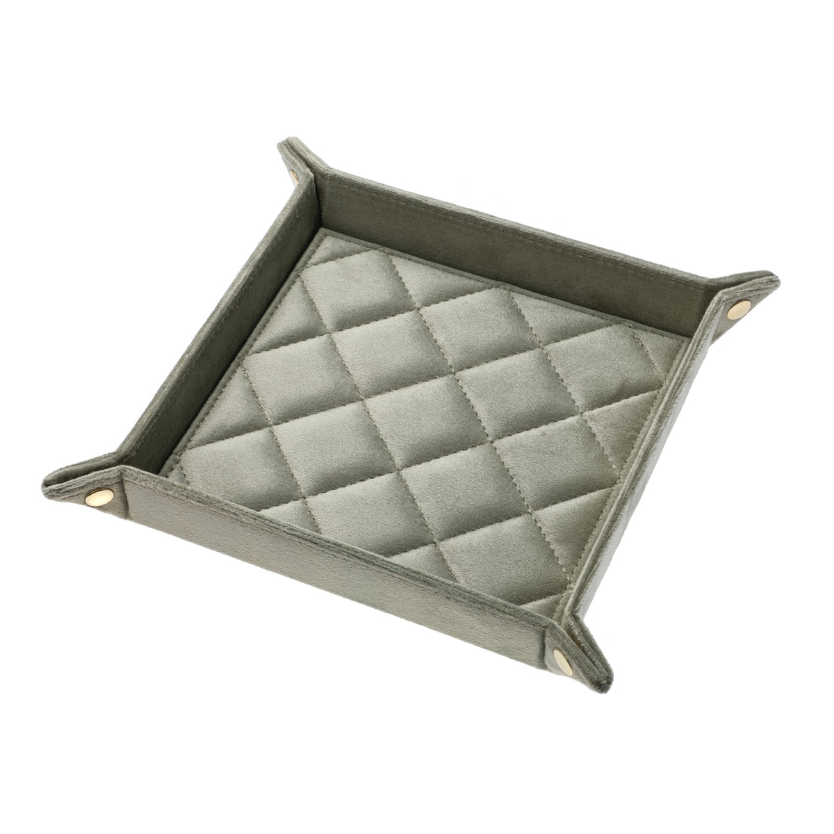 VELVET QUILTED JEWELLERY TRAY MEDIUM MILIEU GREEN