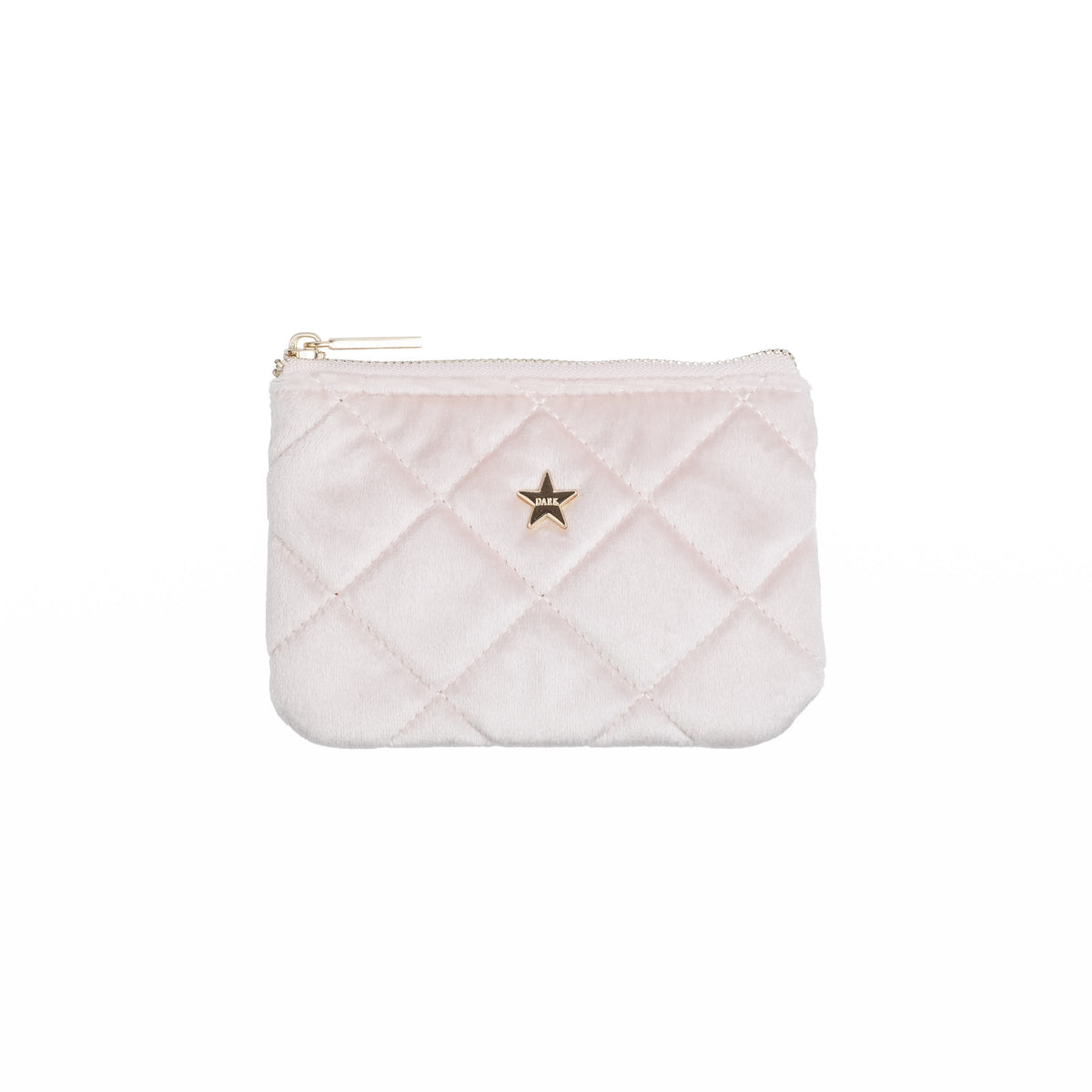 VELVET QUILTED MINI POUCH SPARKLED PALE ROSE
