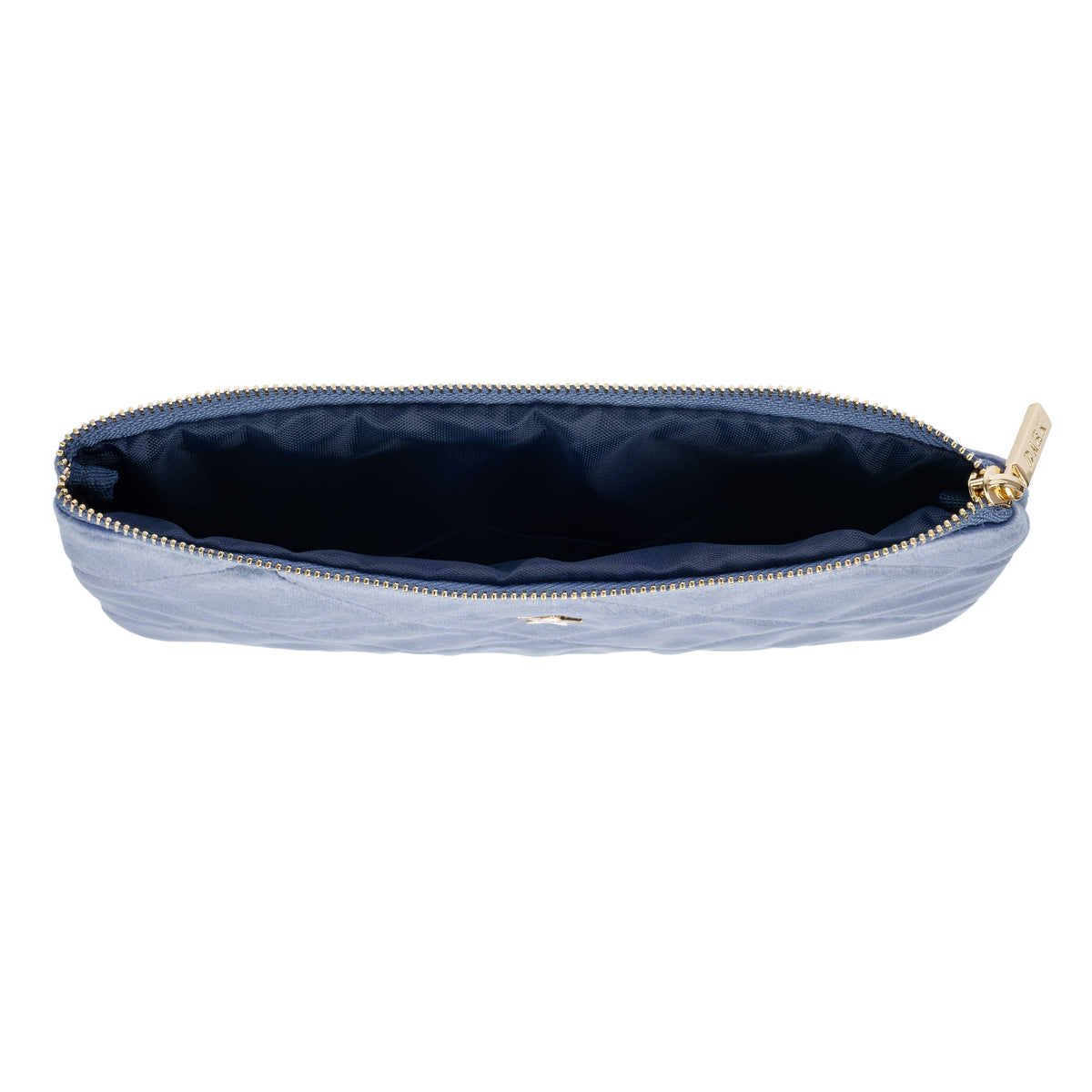 VELVET QUILTED SMALL POUCH COUNTRY BLUE