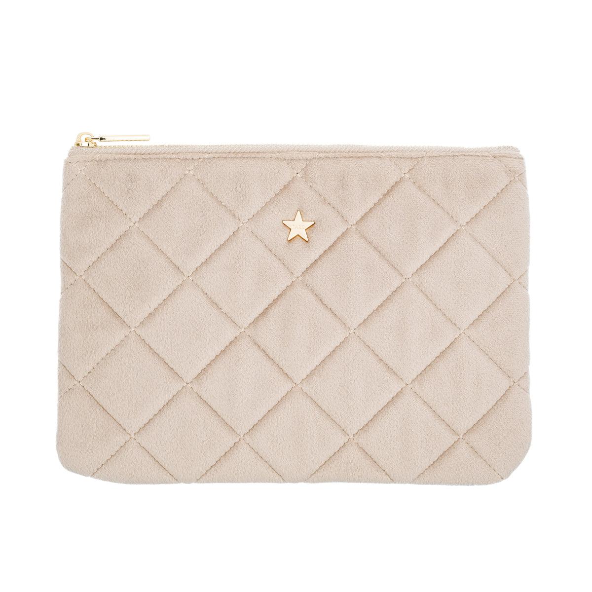VELVET QUILTED SMALL POUCH DARK SAND
