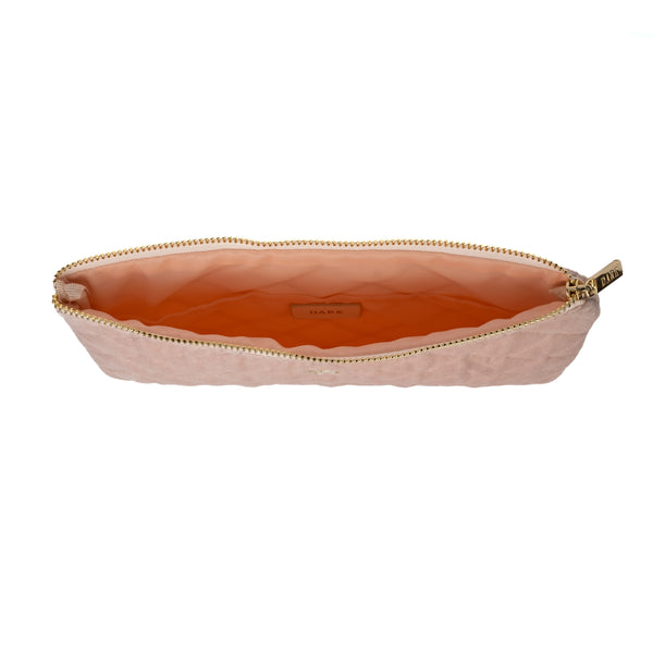 VELVET QUILTED SMALL POUCH SPARKLED PALE ROSE VELVET QUILTED SMALL POUCH SPARKLED PALE ROSE
