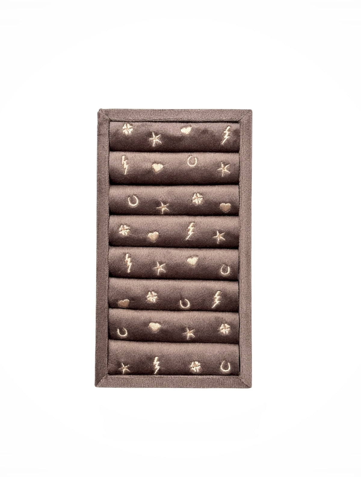 VELVET RING TRAY SMALL W/EMBROIDERY WARM TAUPE