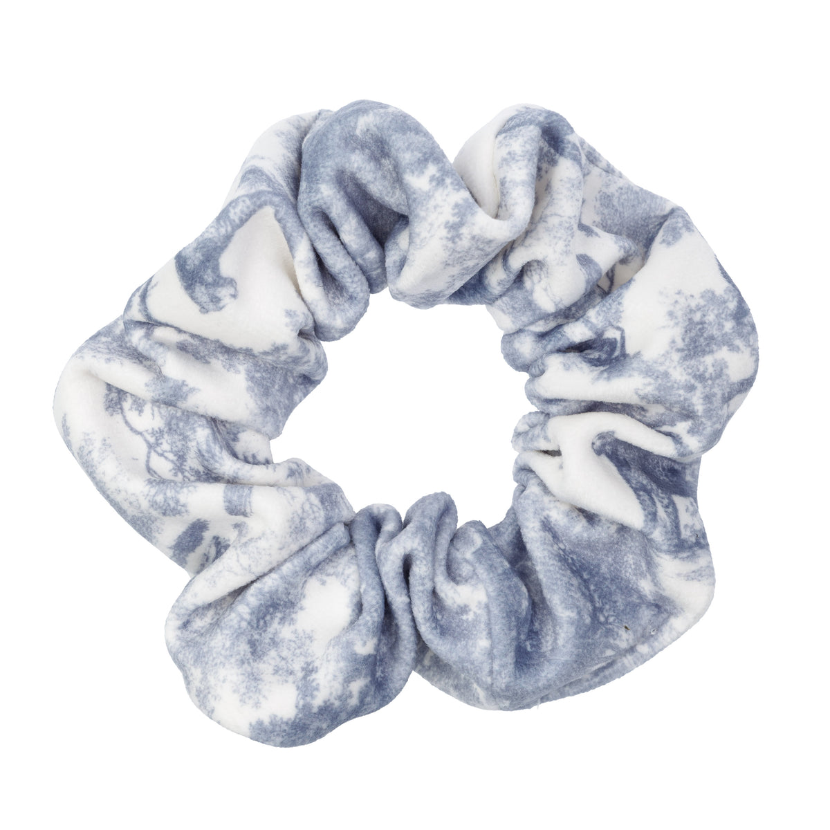VELVET SCRUNCHIE COUNTRY BLUE SAVANNAH PATTERN