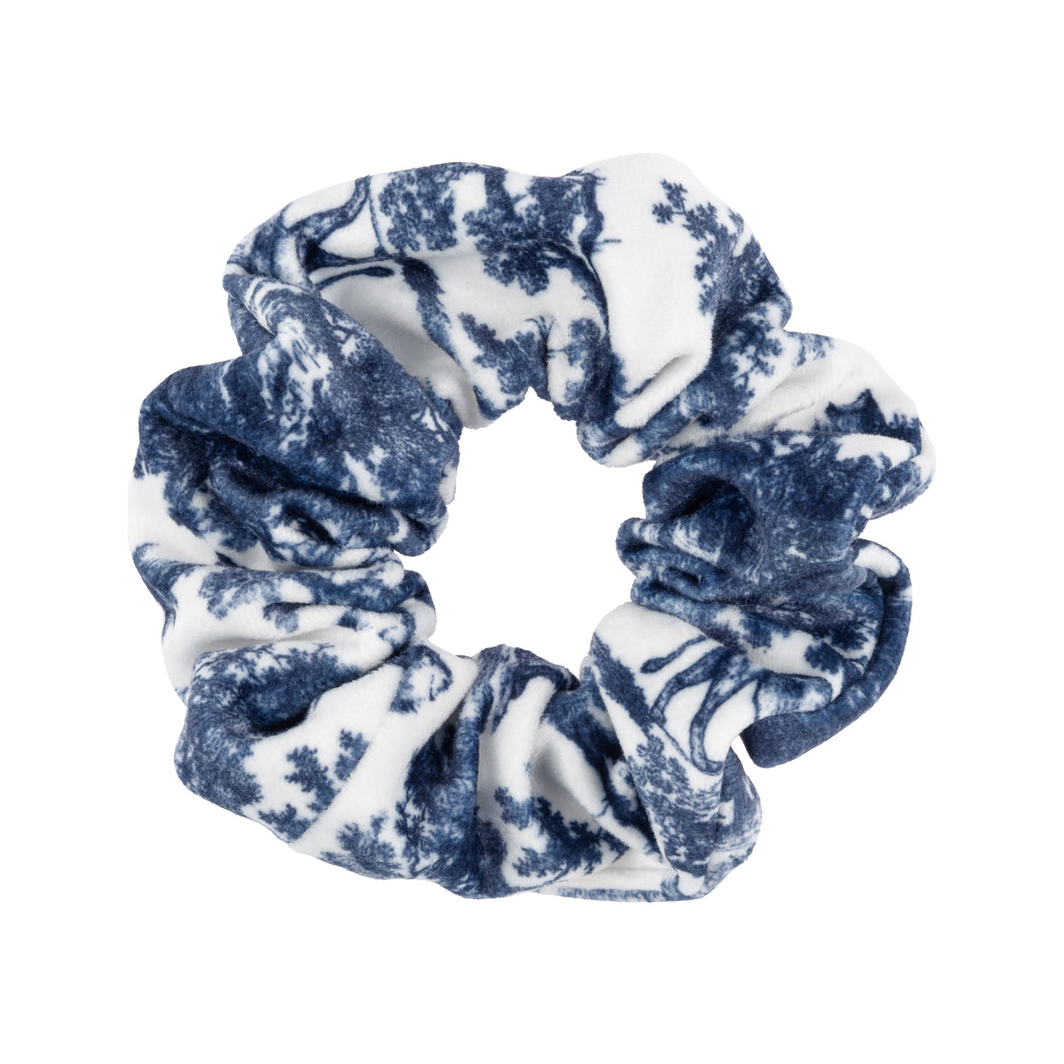 VELVET SCRUNCHIE NAVY BLUE SAVANNAH PATTERN