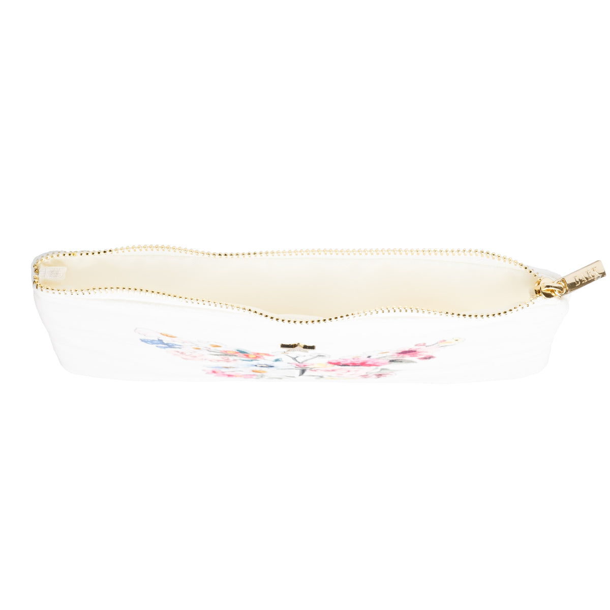 VELVET SMALL POUCH OFF WHITE W/ BUTTERFLY