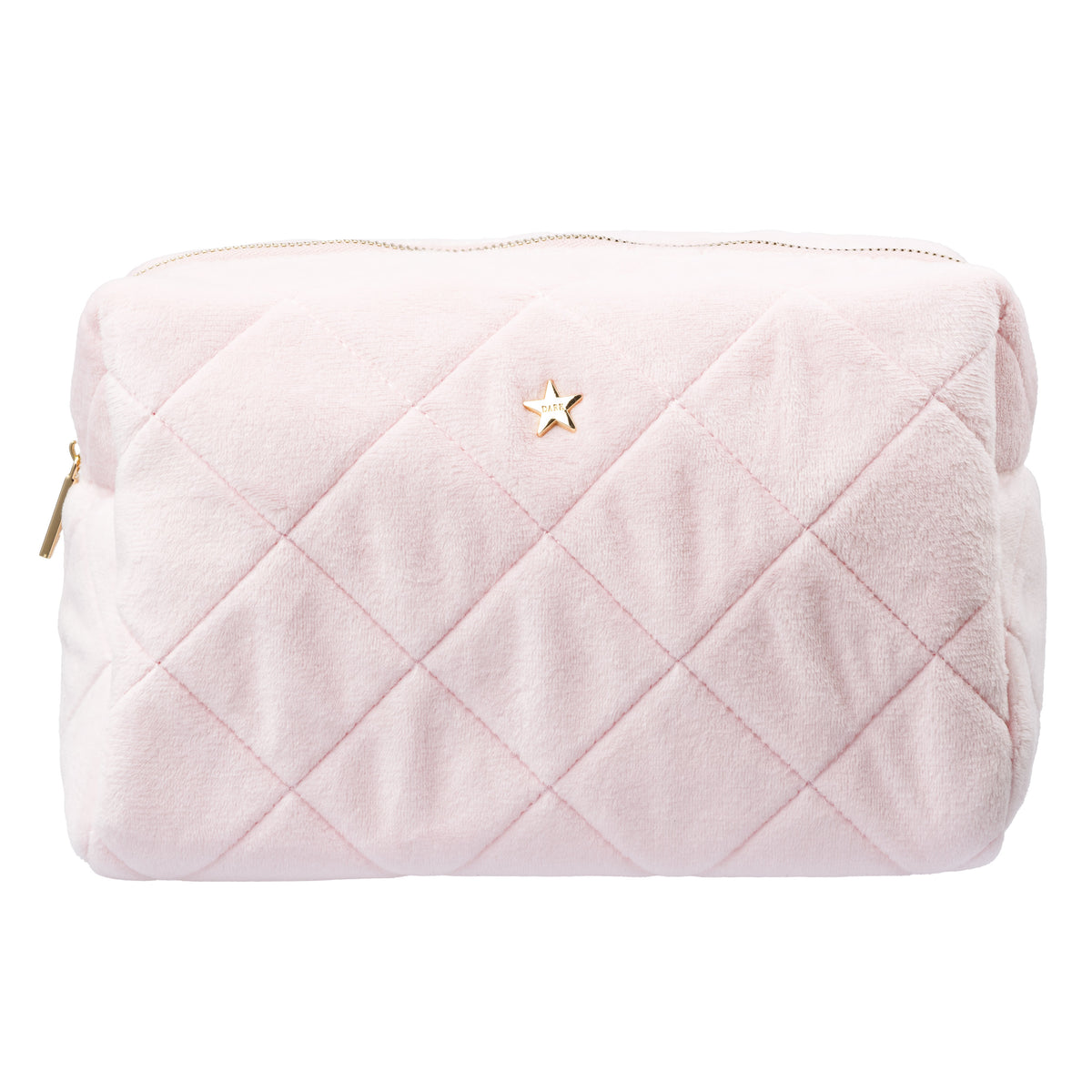 VELVET SQUARE QUILTED MAKE-UP POUCH LARGE COTTON CANDY