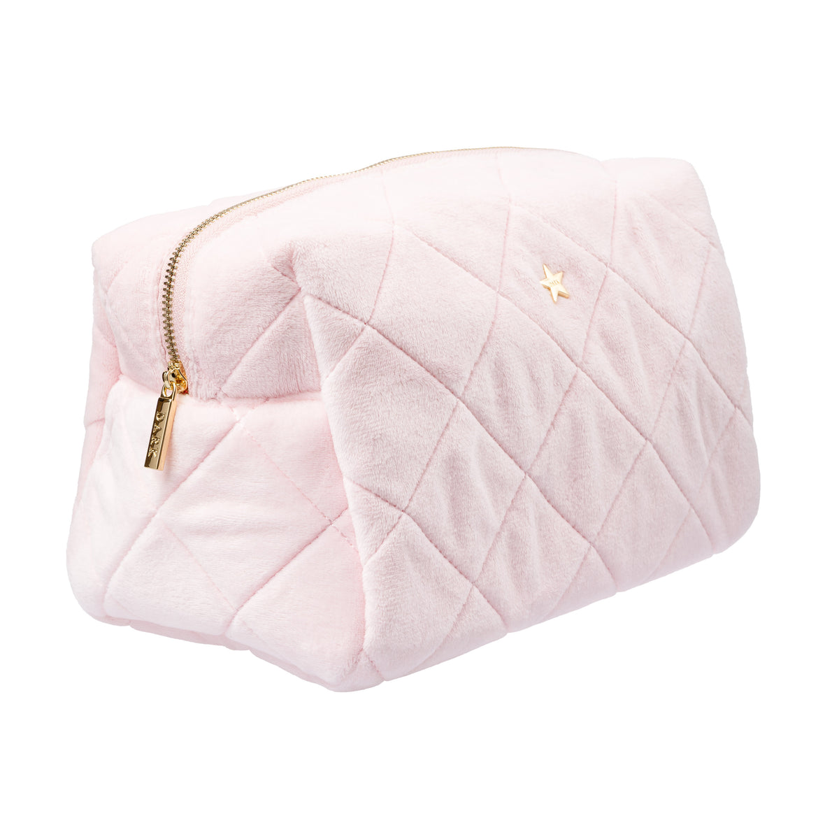 VELVET SQUARE QUILTED MAKE-UP POUCH LARGE COTTON CANDY